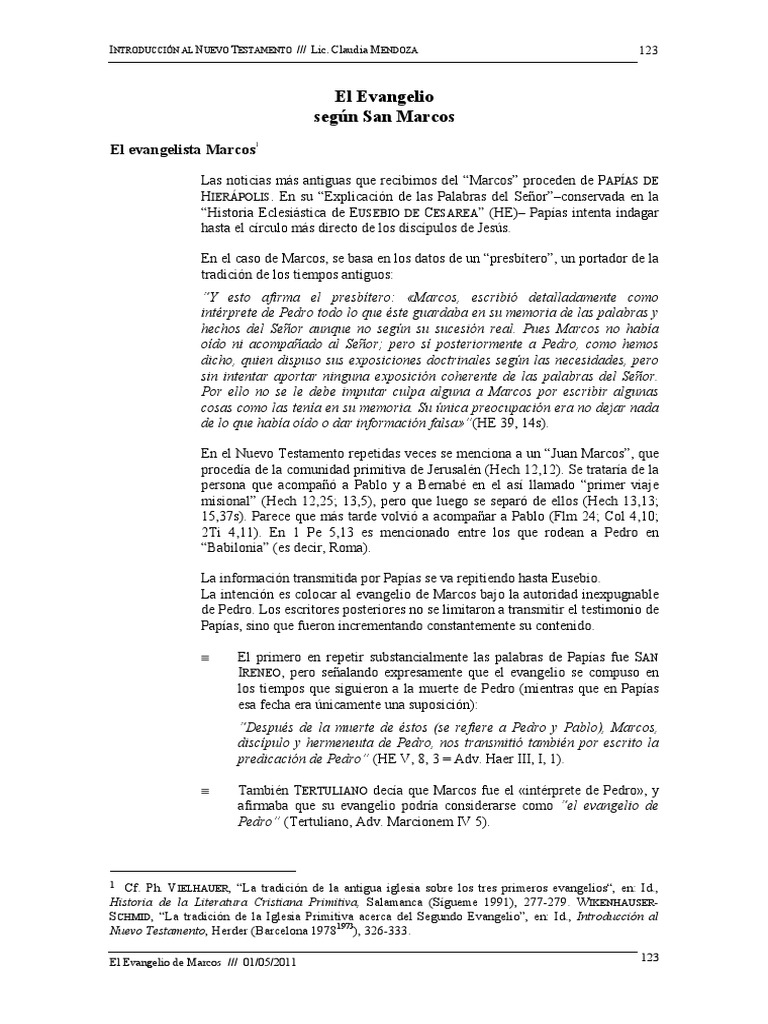 El Evangelio Segun San Marcos | PDF | Evangelio de Marcos | San Pedro