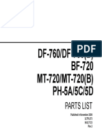 Parts list for DF-760/DF-760(B) stapler covers and frames