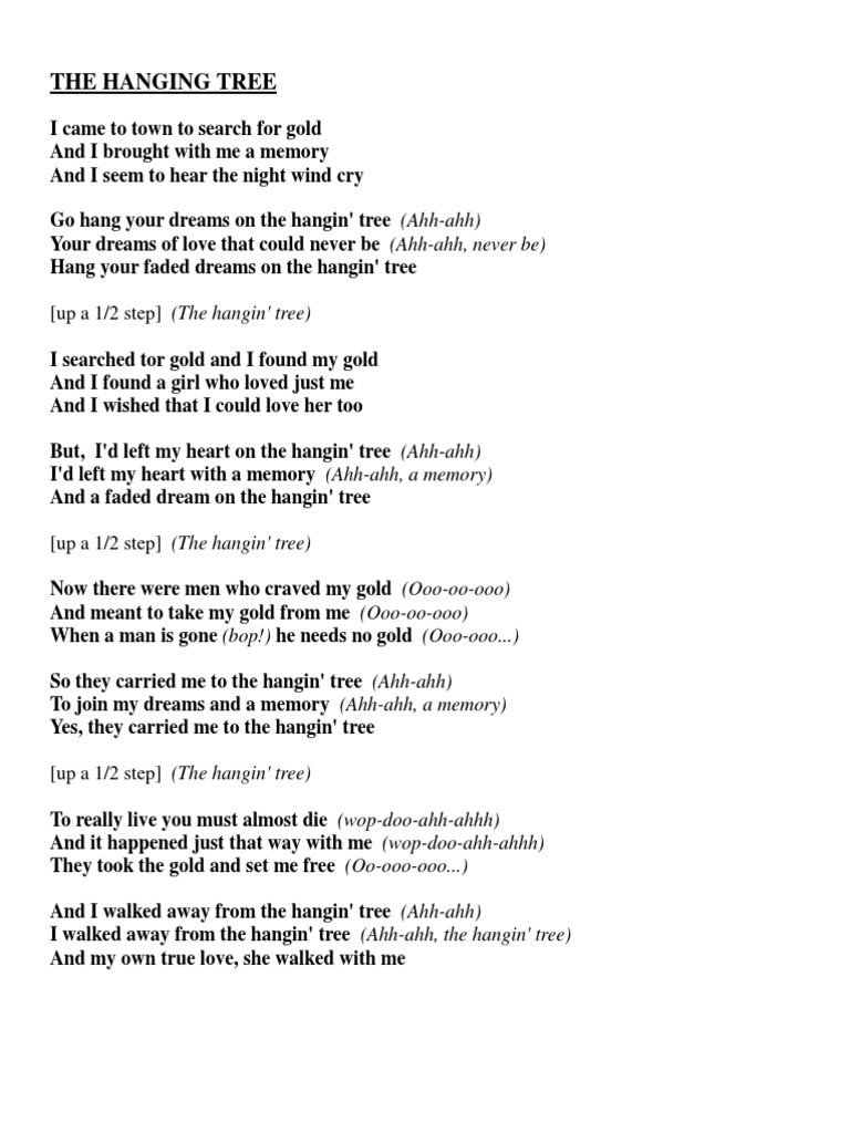 The Hanging Tree Lyrics PDF