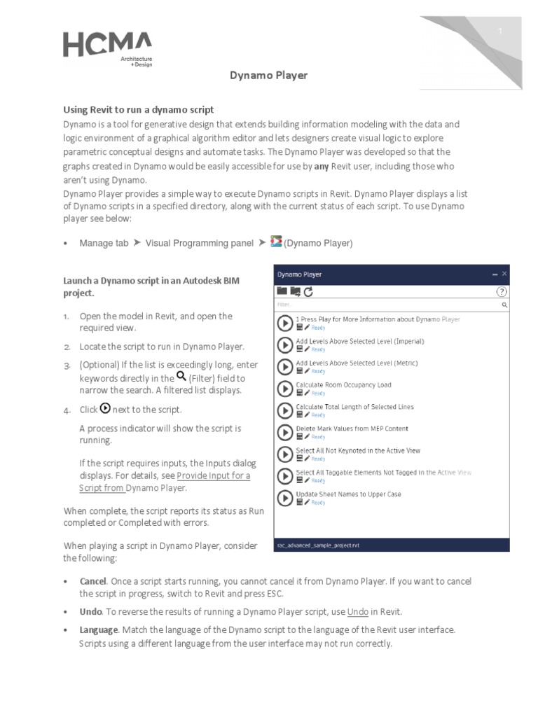 Dynamo Player Guide for Revit Users | PDF | Autodesk Revit | Scripting ...