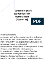 Alteration of Share Capital Clause in Memorandum (Section 85)