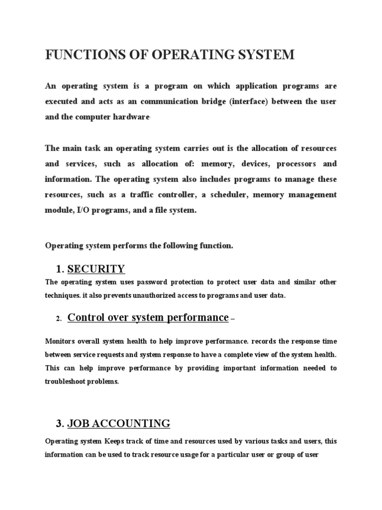 Functions of Operating System | Download Free PDF | Process (Computing ...