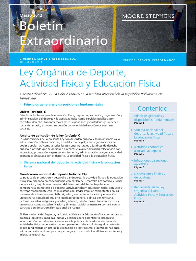 Ley De Deporte Y Actividad Fisica Pdf Deportes Sociedad De