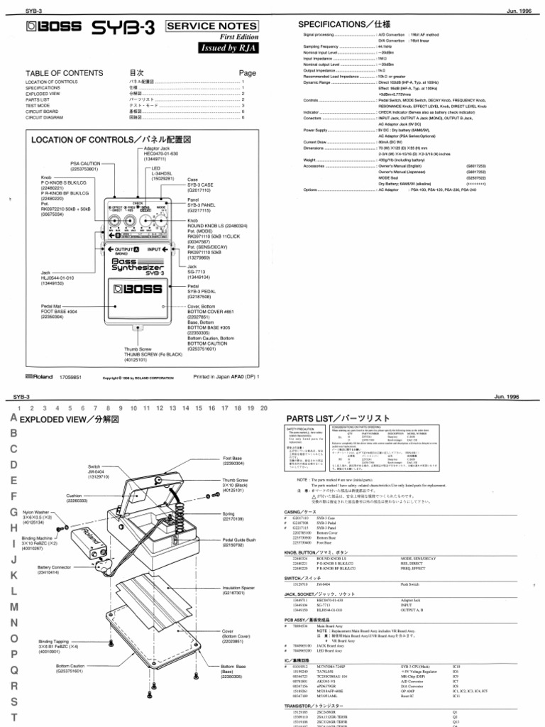 男性に人気！ Bass 3 SYB Boss Synthesizer PDF | Manual Service ベース