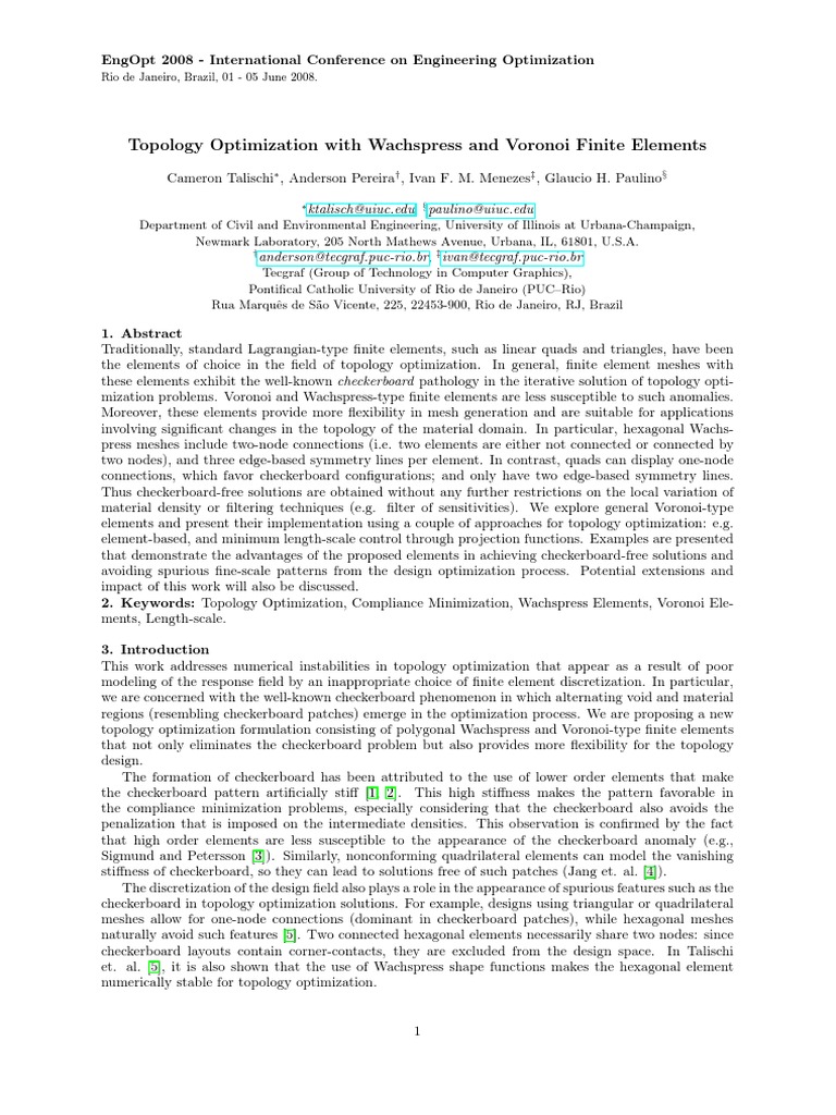 Topology Optimization with Voronoi Elements | PDF | Finite Element ...