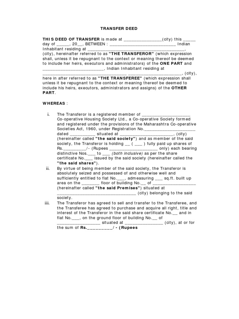 Transfer Deed | PDF