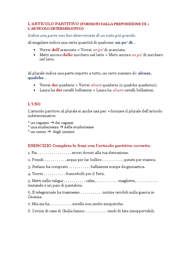 L'articolo Partitivo | PDF