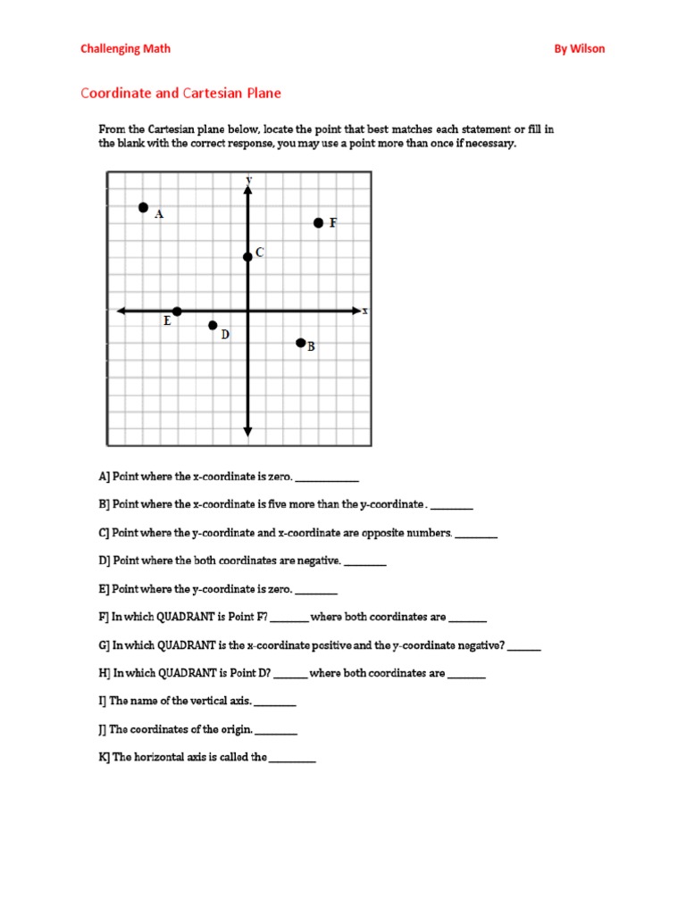 Coordinate and Cartesian Plane | PDF