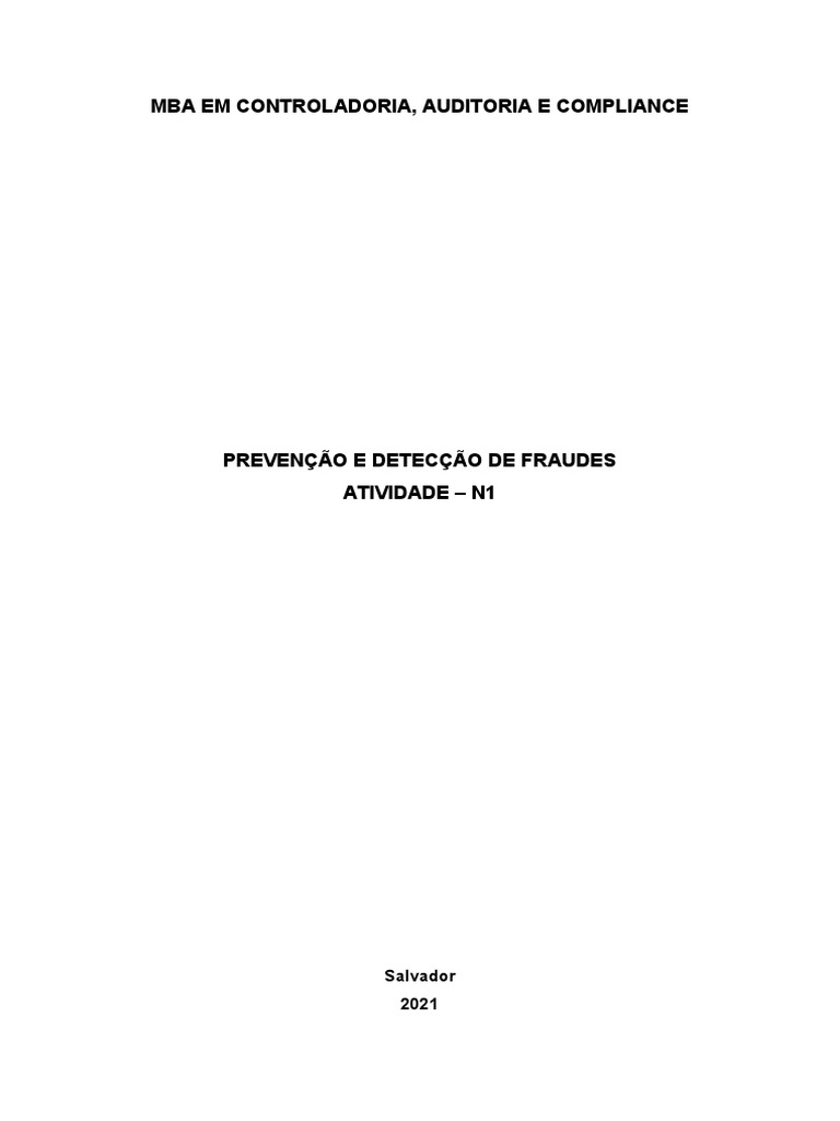 N1 - Prevenção e Detecção de Fraudes | PDF | Business | Science