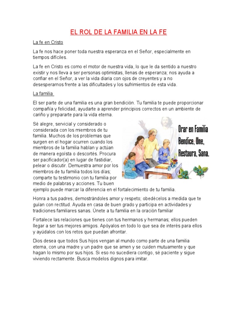 El Rol de La Familia en La Fe | PDF | Oración | Cristo (título)