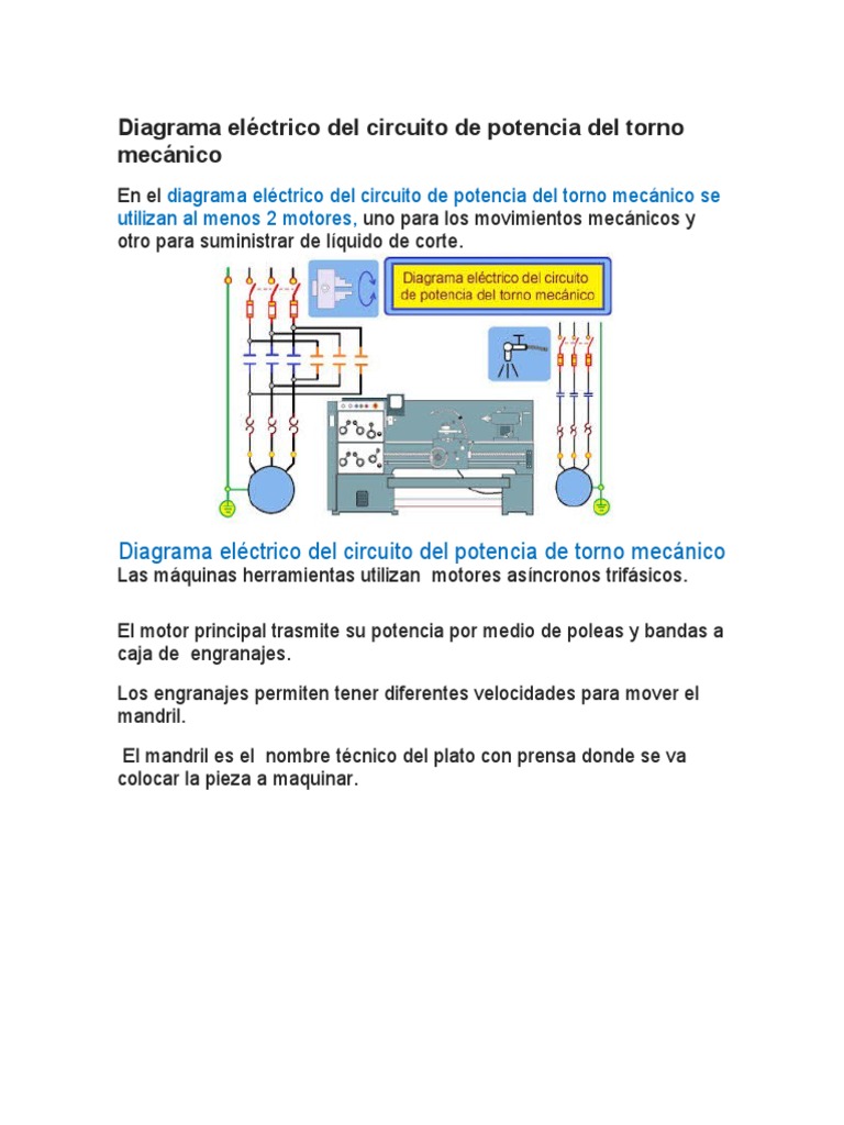 Diagrama Eléctrico Del Circuito de Potencia Del Torno Mecánico | PDF |  Bienes manufacturados | Máquinas