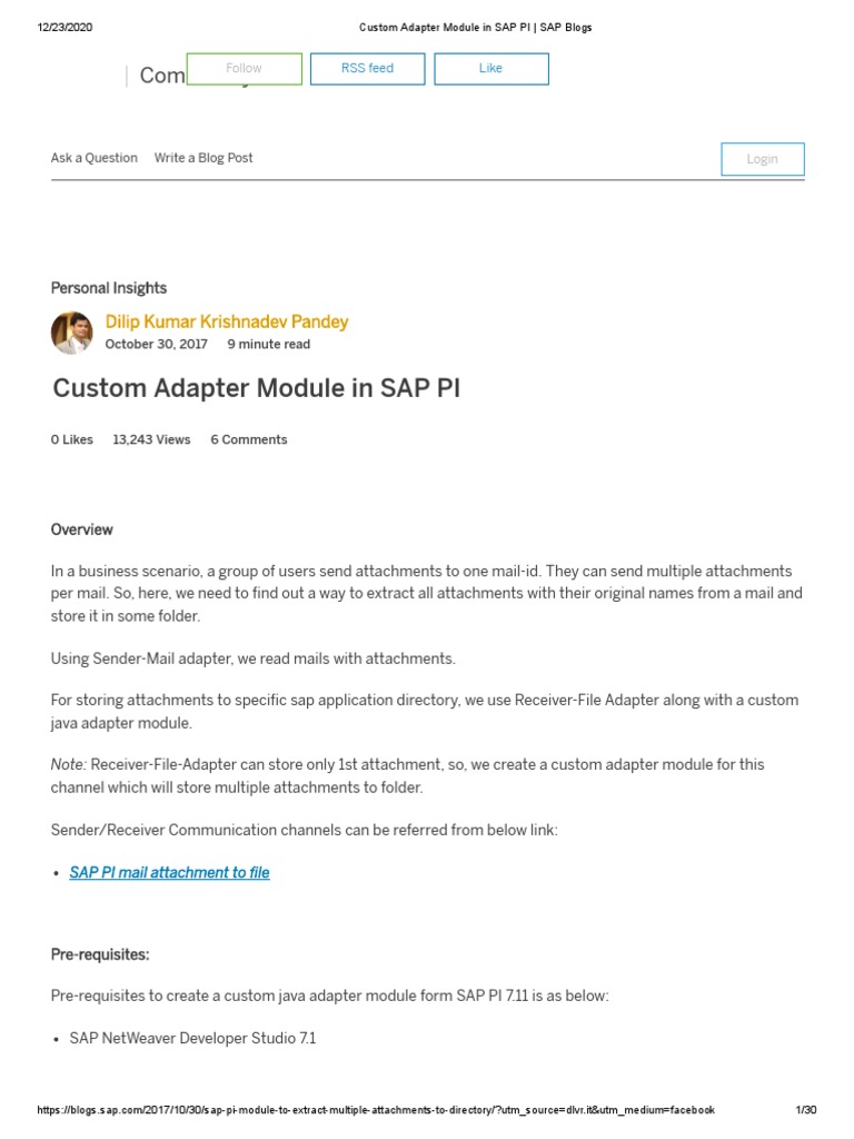 Custom Adapter Module in SAP PI - SAP Blogs | PDF | Computing Platforms ...