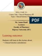 Welcome To Course Title: Clinical Pharmacy Topic: Clinical Kinetics Part 2
