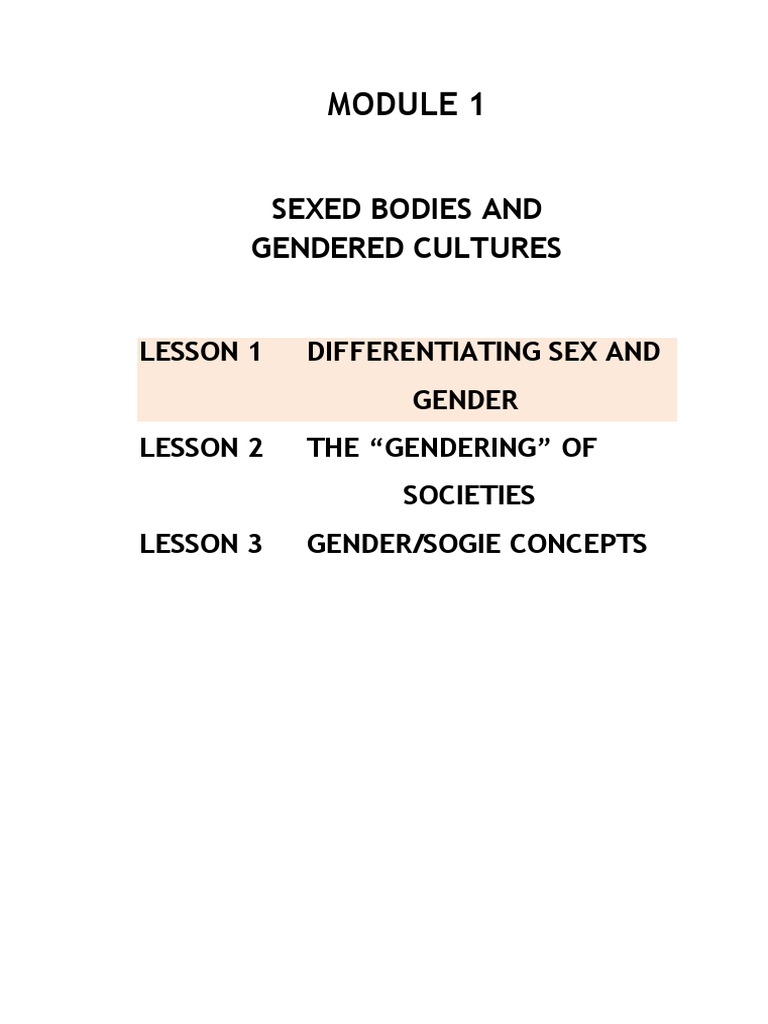 Understanding Gender Differentiating Sex and Gender PDF Gender