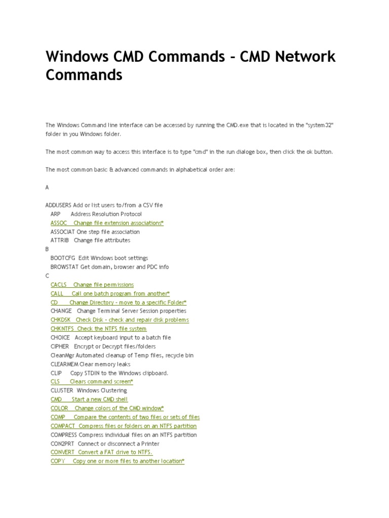 Windows CMD Commands - CMD Network Commands | PDF | Computer File ...