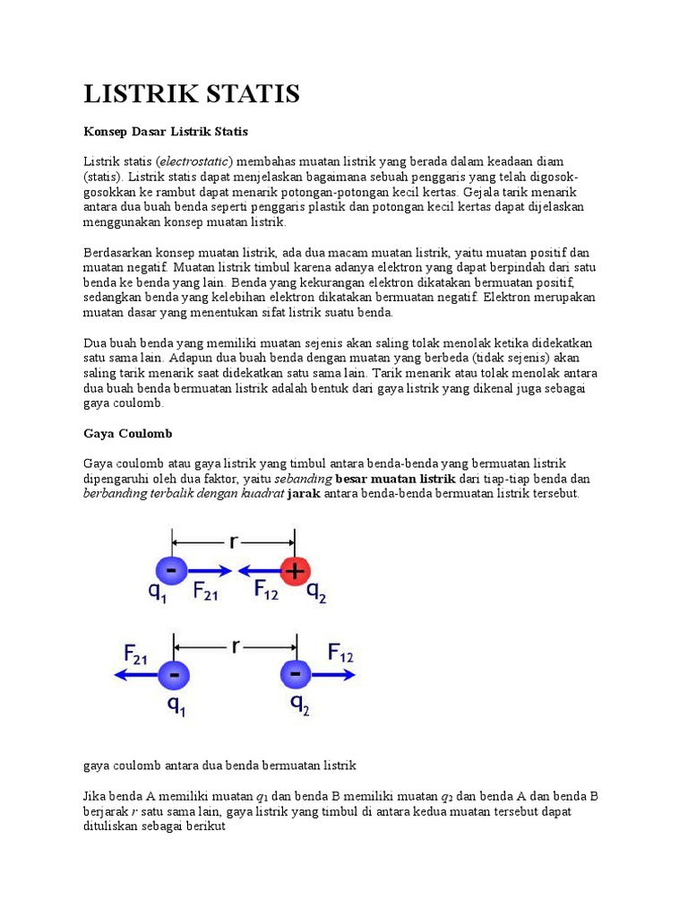 Konsep Dasar Listrik Statis dan Gaya Coulomb | PDF | Metode & Bahan ...