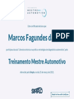 Certificate For Marcos Fagundes Da Silva For Treinamento Mestre Automotivo