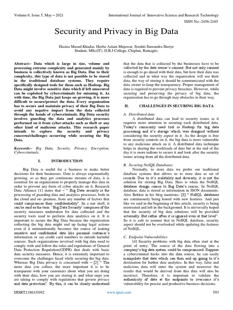 Big Data Security and Privacy Challenges | PDF | Big Data | No Sql