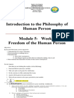 Introduction To The Philosophy of Human Person Module 5-Week 5 Freedom of The Human Person