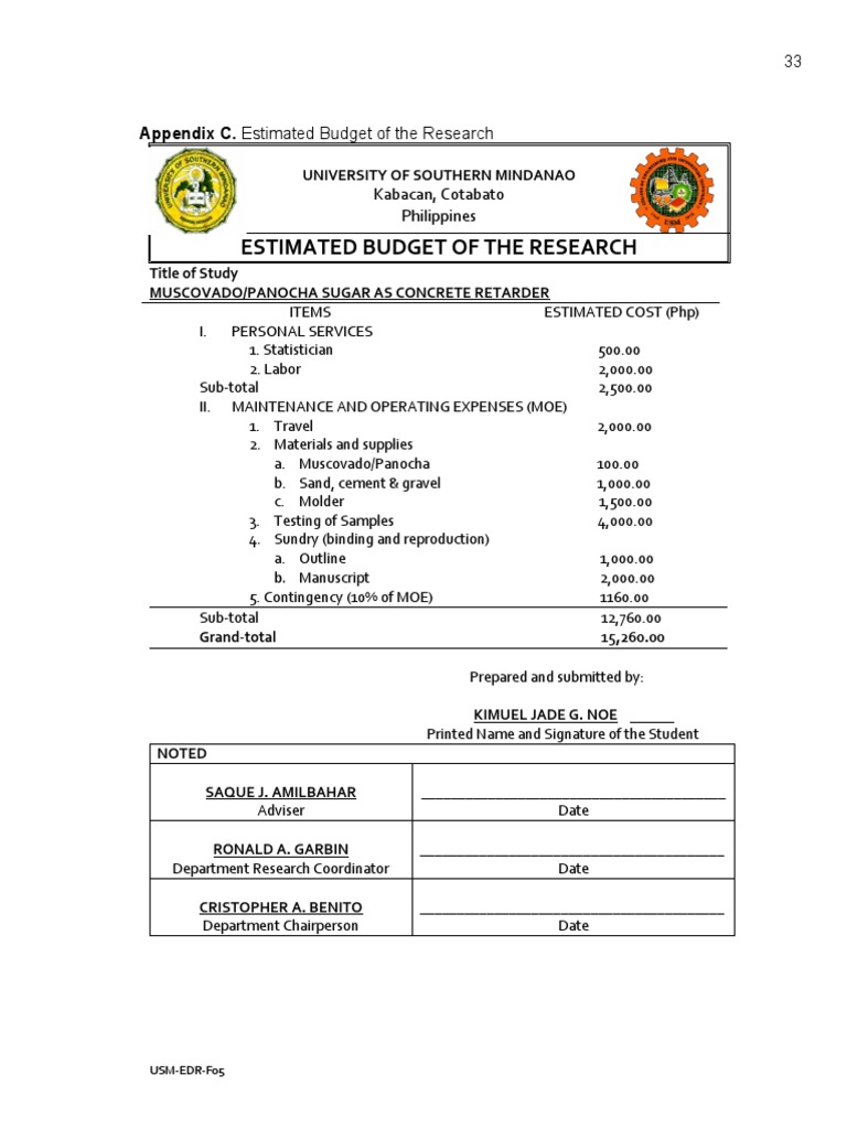 Appendix C. Estimated Budget of The Research | PDF