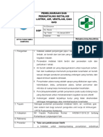 Sop Pemeliharaan Dan Pemantauan Instalasi Listrik, Air, Ventilasi Dan Gas