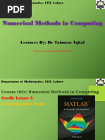 Numerical Methods in Computing: Lectures By: DR Taimoor Iqbal