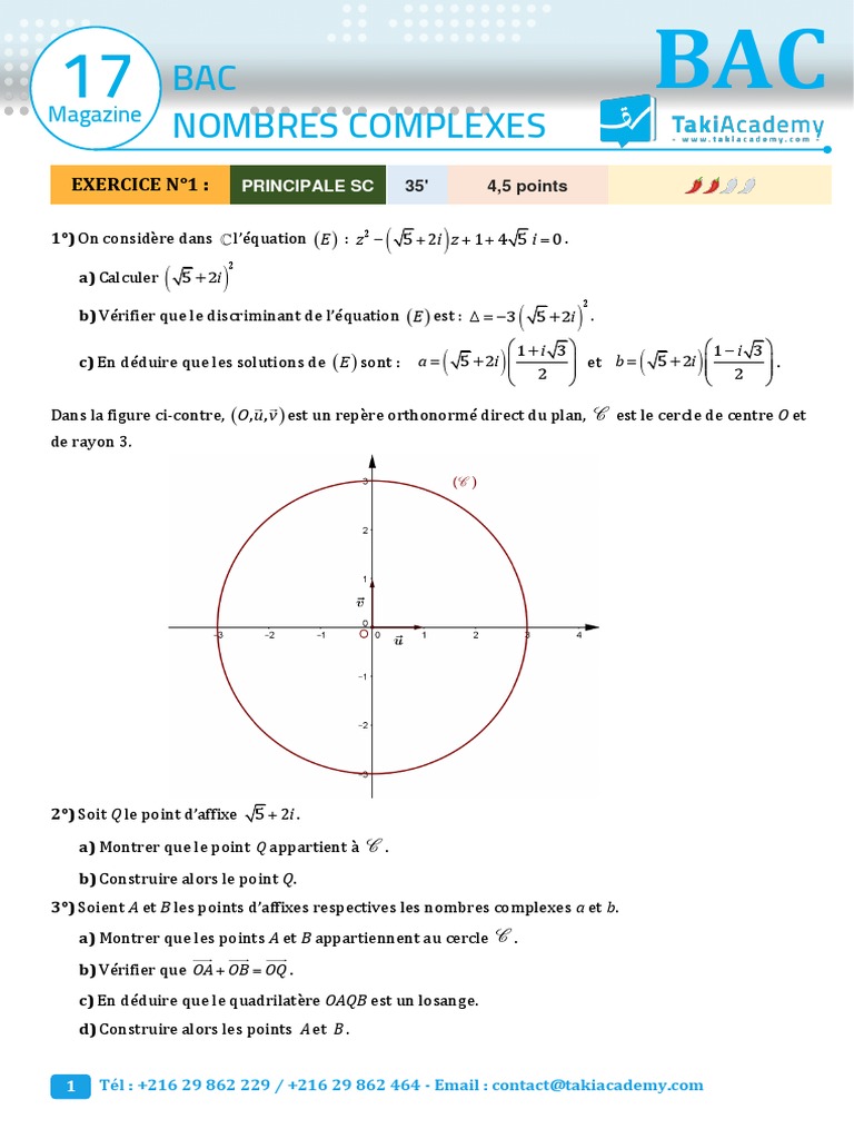Exercice corrigé sur les nombres complexes | PDF | Nombre complexe ...