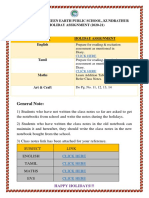 General Note:: Peace On Greeen Earth Public School, Kundrathur Holiday Assignment (2020-21) STD-1