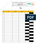 26071-JO-HSE-013 Toolbox Meeting Attendance List