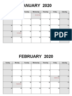 JANUARY 2020: Sunday Monday Tuesday Wednesday Thursday Friday Saturday