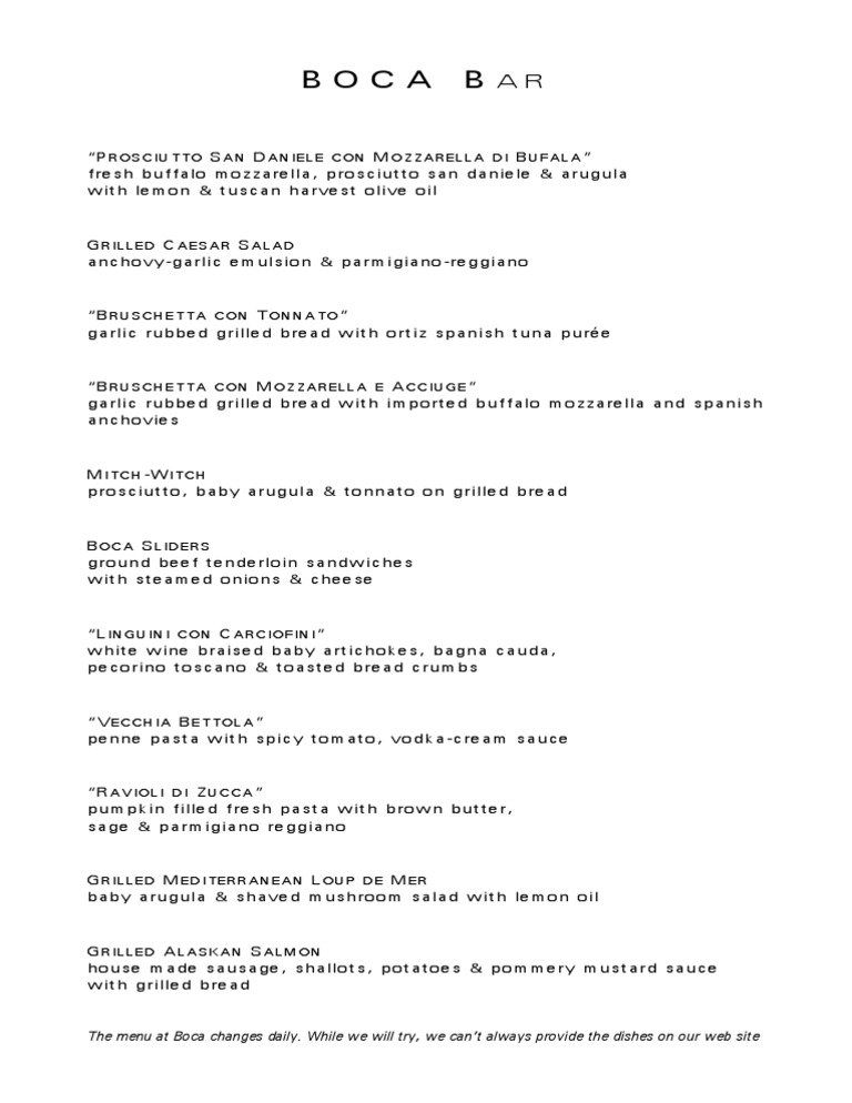 Bar Menu | PDF