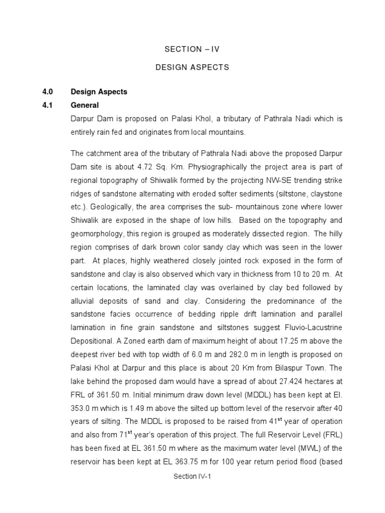 Darpur Dam Design Aspects Overview | PDF | Spillway | Dam