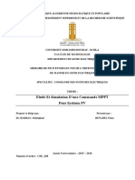 Etude Et Simulation D'une Commande MPPT Pour Système PV: Année Universitaire: 2015 - 2016 Numéro D'ordre: CSE - 208