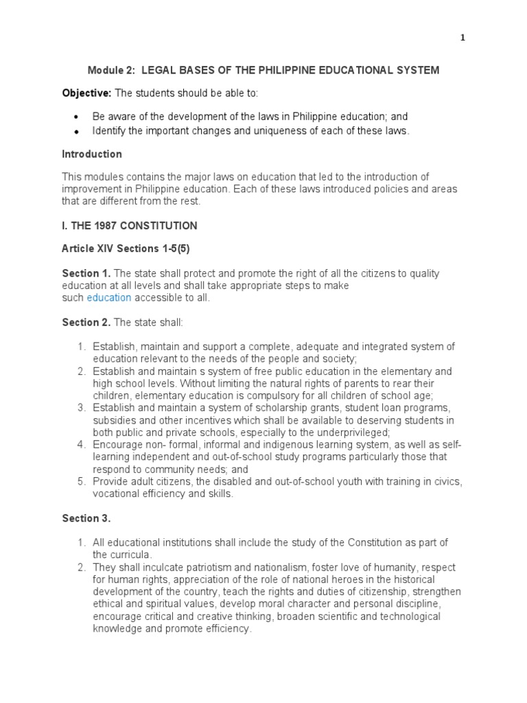 Module 2-Legal Bases of The Philippine Educational System | PDF ...