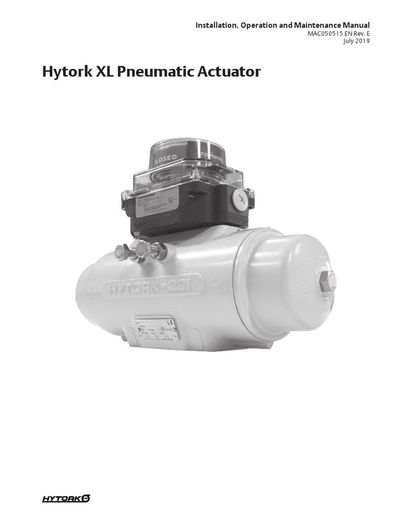 Manual Manual Hytork Pneumatic Actuator xl2 26 To 4581 en 83234 PDF