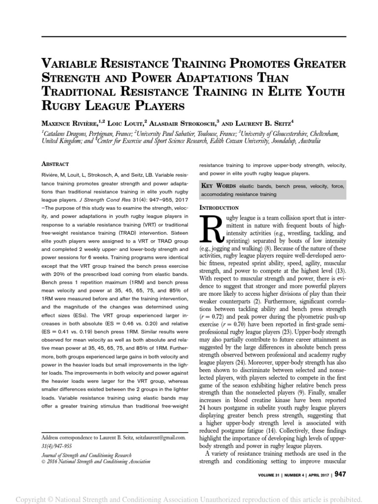 Variable Resistance Training Promotes Greater Strength and Power