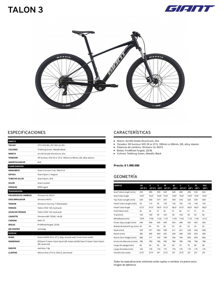 Talon 3 Mountain Bike Specifications | PDF | Vehicle Technology ...