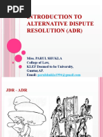 Introduction To Alternative Dispute Resolution (Adr)