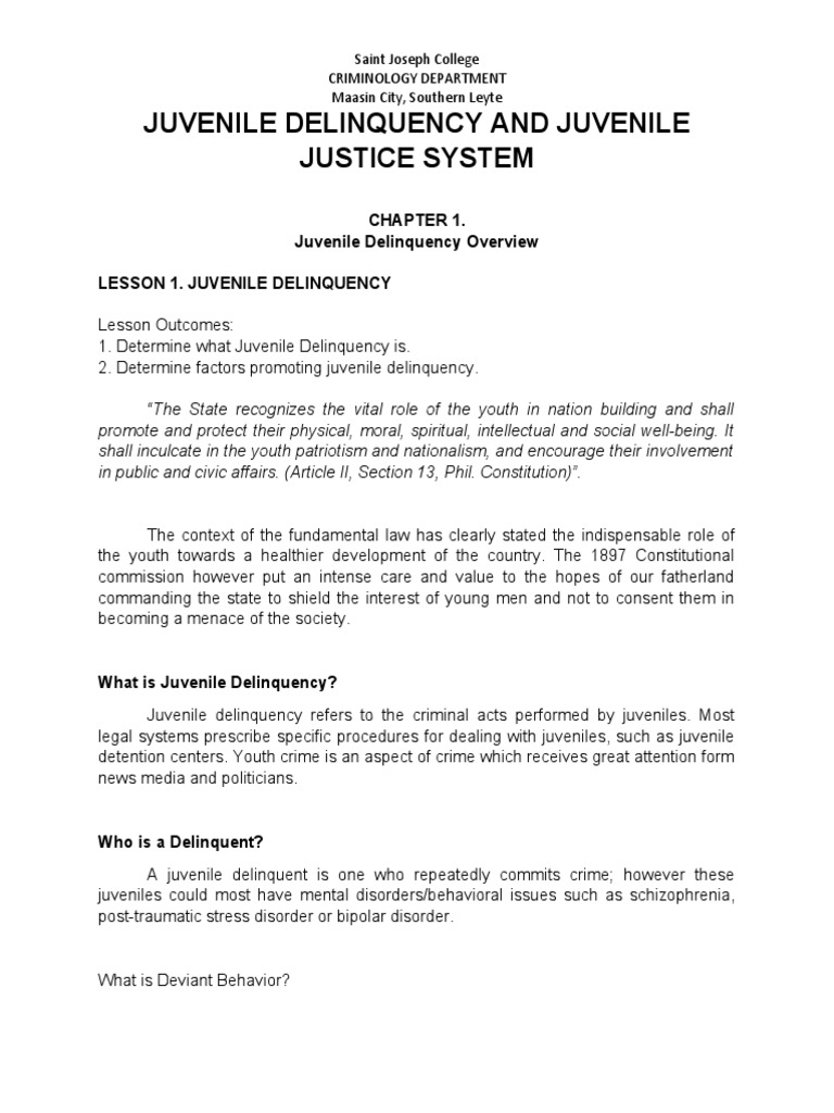 Overview of Juvenile Delinquency | PDF | Juvenile Delinquency ...
