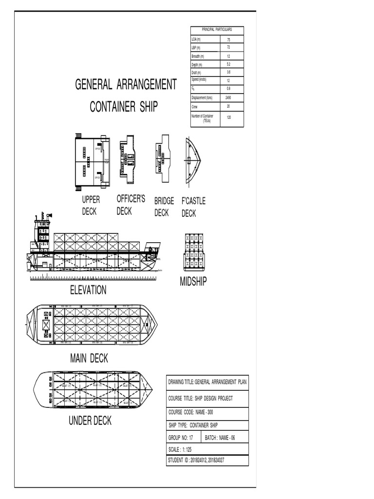 Container Ship General Arrangement Plan | PDF | Naval Warfare | Warships