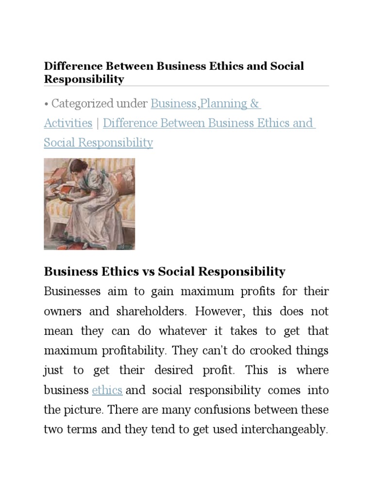 Business Ethics vs. Social Responsibility | PDF | Business Ethics ...