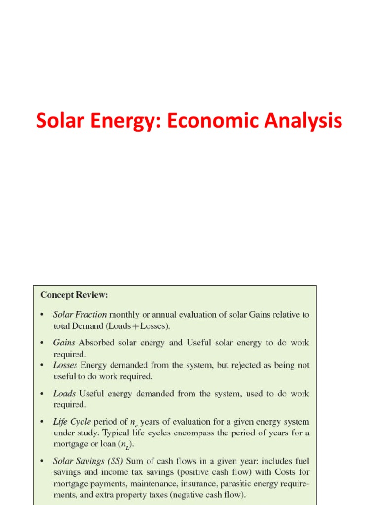 Economic Analysis of Solar Energy Systems | PDF | Solar Power | Life ...