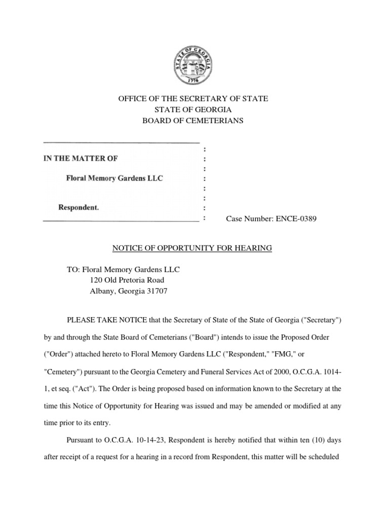 State Orders Against Cemetery Company, StoneMor | PDF | Discovery (Law ...