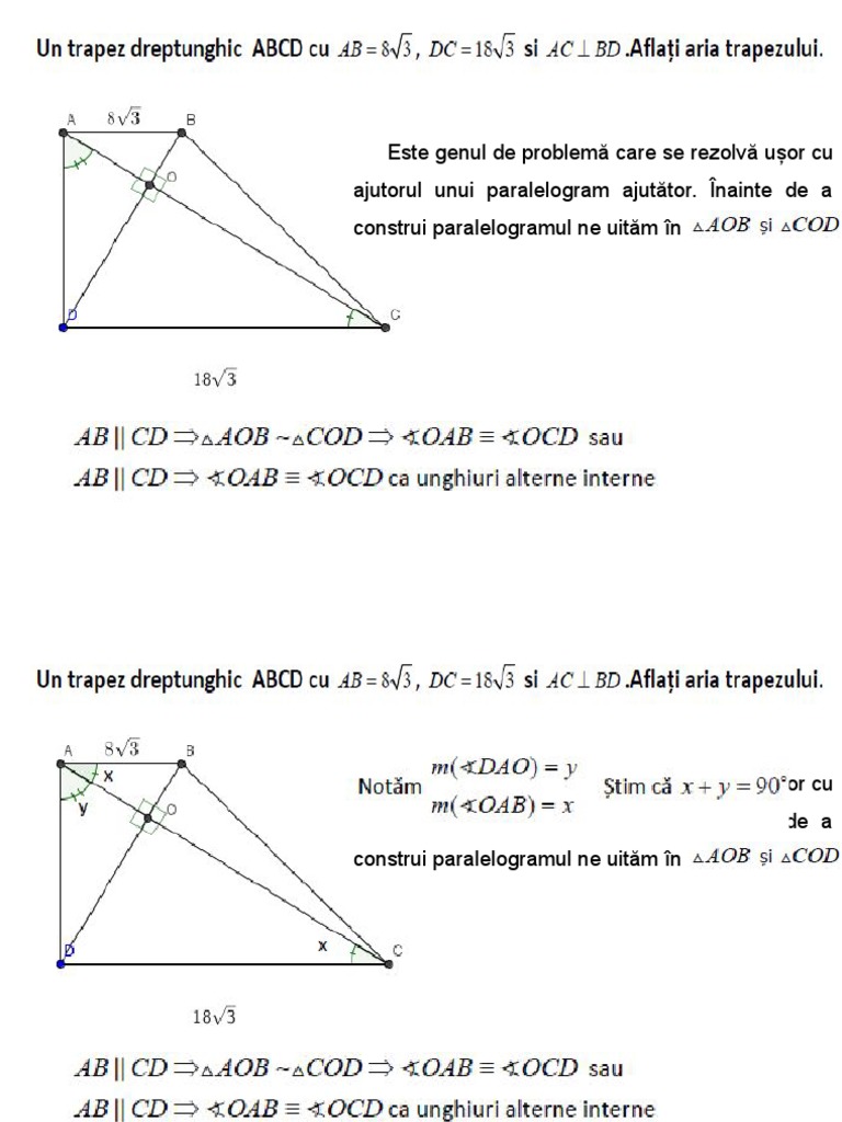 Problema Rezolvata - Trapez Dreptunghic | PDF