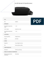 Impresora HP Ink Tank 315 Especificaciones
