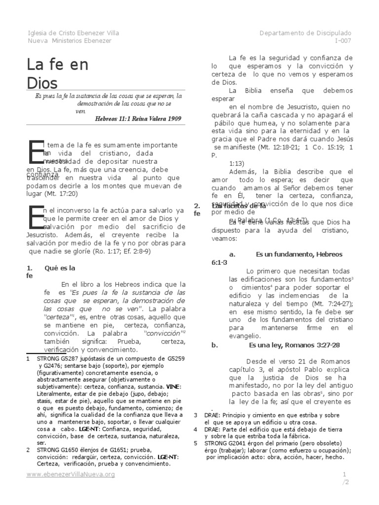 La Fe en Dios | PDF | Fe | Cristo (título)