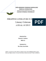 Literary Criticism: Philippine Literature in English