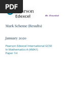 Mark Scheme (Results) January 2020: Pearson Edexcel International GCSE in Mathematics A (4MA1) Paper 1H