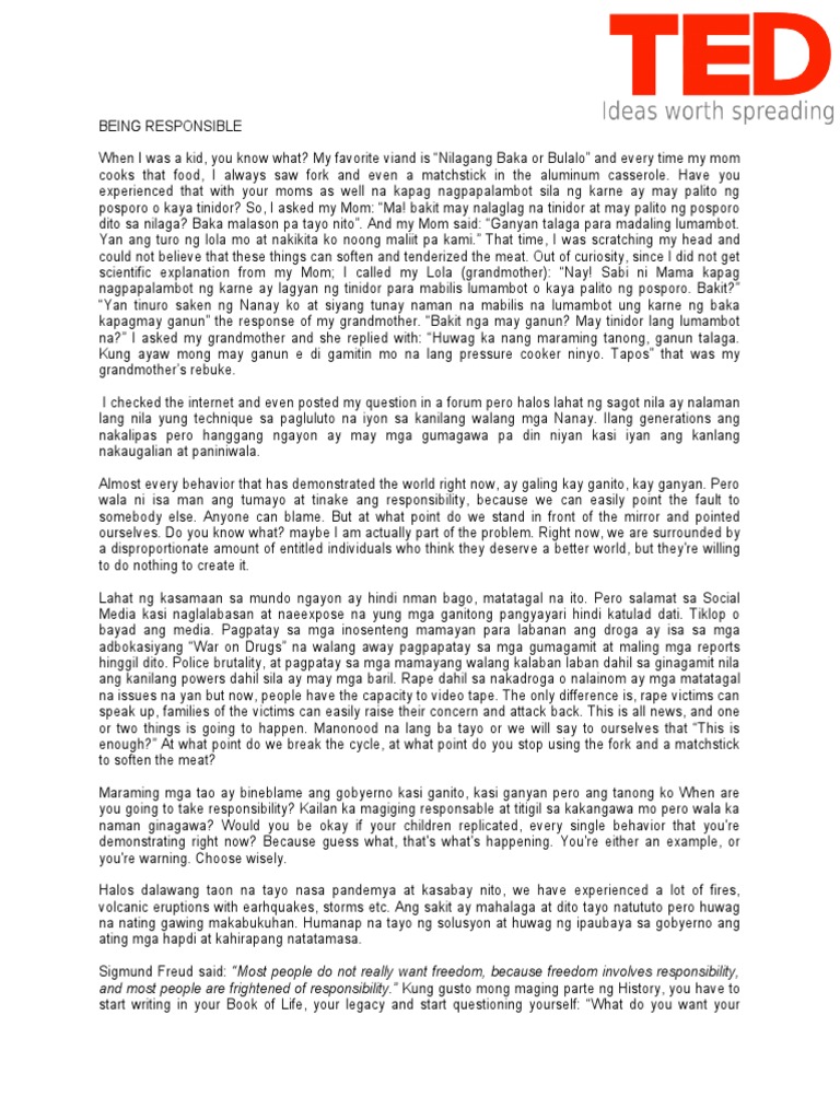 Cloyd Villegas - TED Talks Script | PDF | Violence