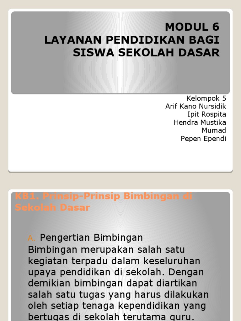 Modul 6 Layanan Pendidikan Bagi Siswa Sekolah Dasar | PDF ...